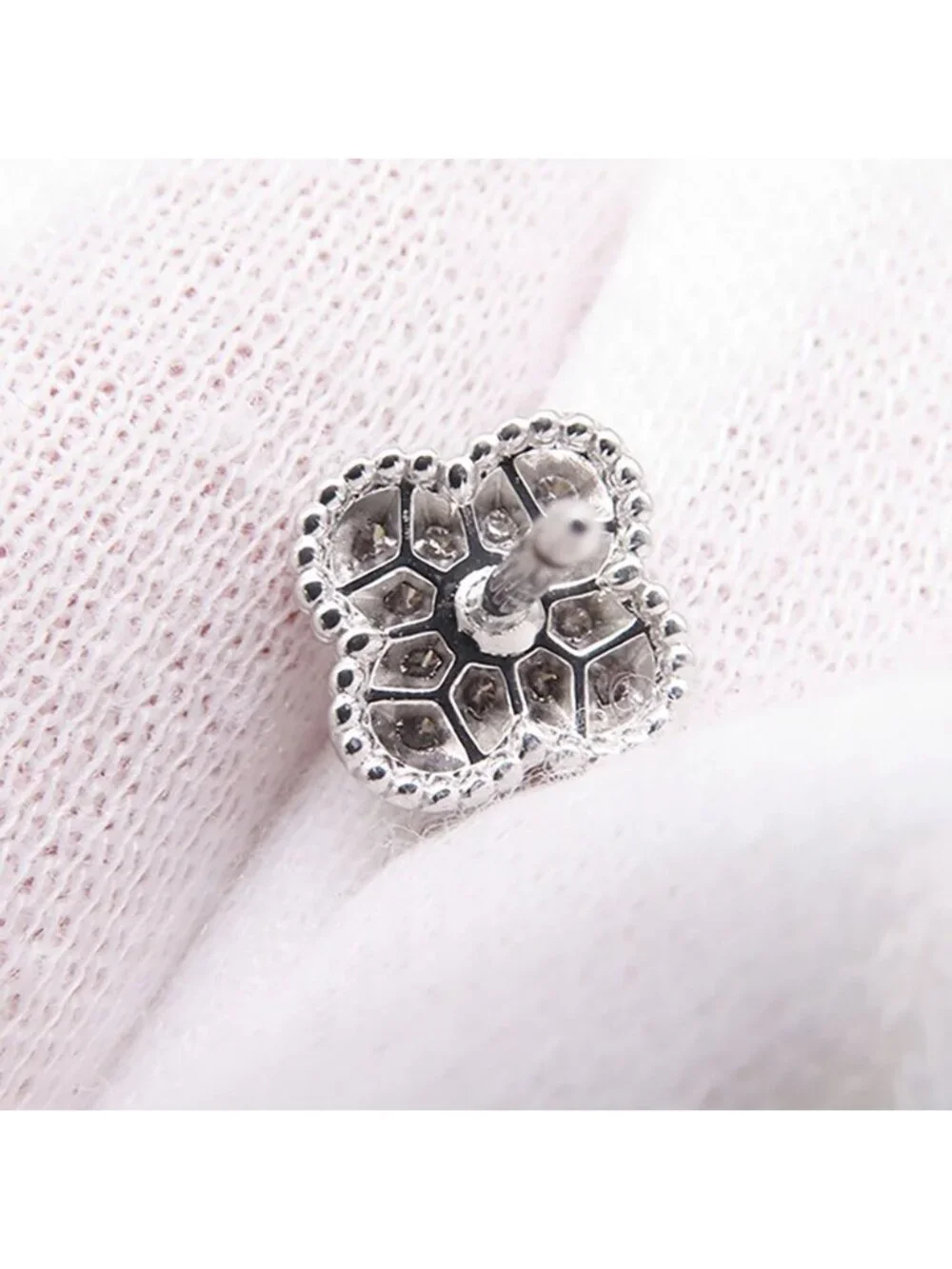 Van Cleef & Arpels Earrings Sweet Alhambra Diamond Total 18k White Gold
